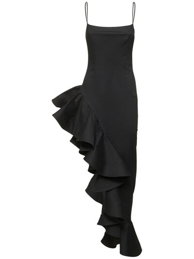 Giuseppe Di Morabito: Ruffled poplin asymmetrical dress - Black - women_0 | Luisa Via Roma