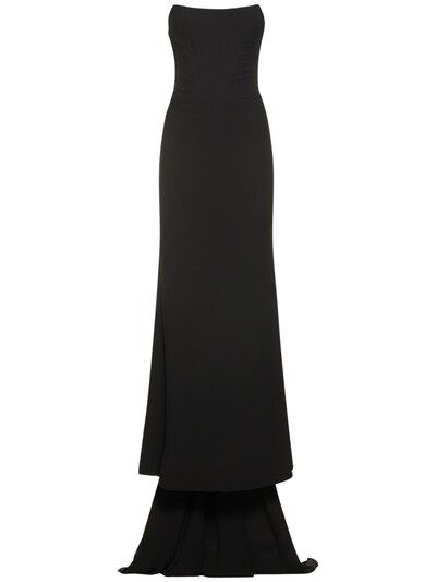  Vestido largo de georgette sin tirantes para mujer