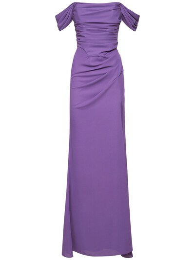 Giuseppe Di Morabito: Crepe georgette long dress - Purple - women_0 | Luisa Via Roma