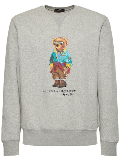 Polo Ralph Lauren - Bear logo cotton blend jersey sweatshirt - Grey/Multi |  Luisaviaroma