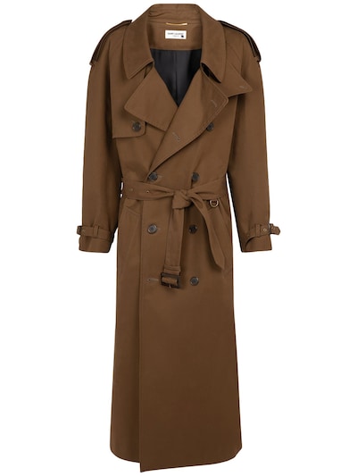 Saint Laurent - Cotton trench coat - Khaki | Luisaviaroma