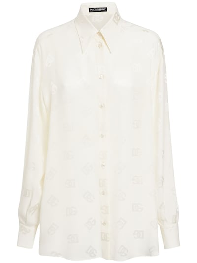 Dolce & Gabbana | Women Monogram Jacquard Silk Shirt White 48