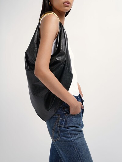 Bottega Veneta: Foulard leather shoulder bag - Dark Green - women_1 | Luisa Via Roma