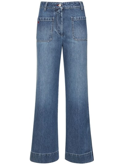 Victoria Beckham - Alina flare cotton denim jeans - Light Blue ...