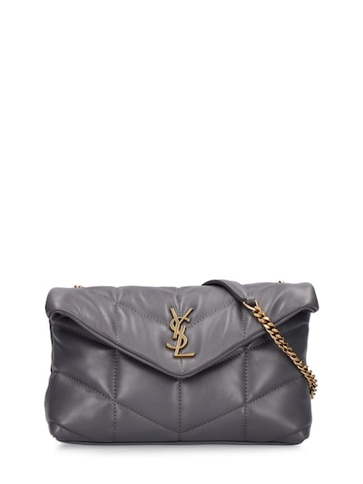 Saint Laurent Loulou Puffer Small Leather Shoulder Bag in White