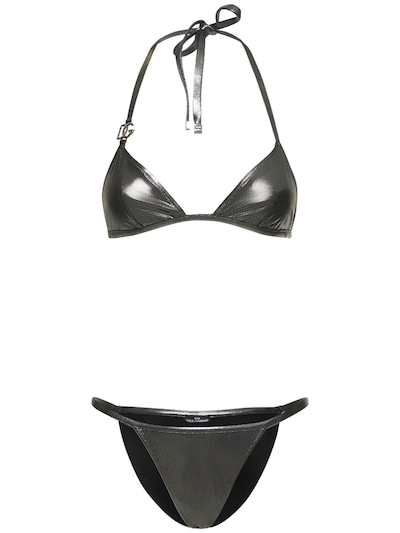 Dolce & Gabbana - Laminated triangle bikini set - Silver | Luisaviaroma