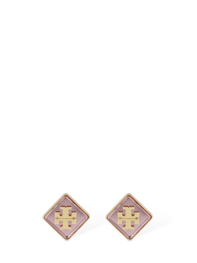 Tory Burch - Resin logo stud earring - Pink/Gold | Luisaviaroma