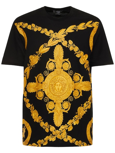 Printed Cotton T Shirt in Multicoloured - Versace