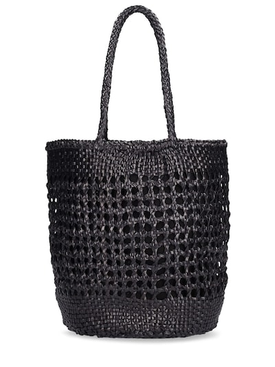 Xxl handwoven basket leather bucket bag - Dragon Diffusion - Women ...