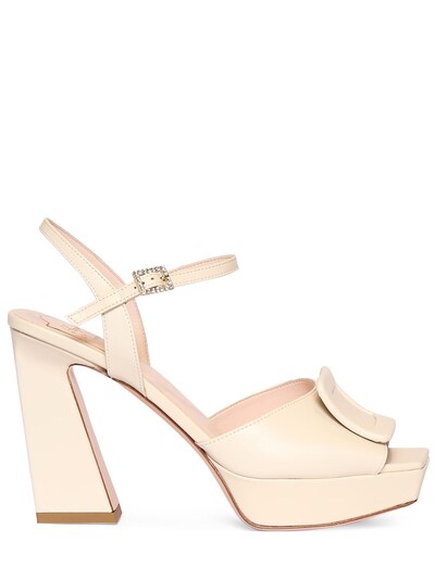 Roger Vivier - 100mm wedge leather sandals - Off White | Luisaviaroma