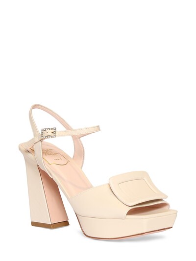 Roger Vivier - 100mm wedge leather sandals - Off White | Luisaviaroma