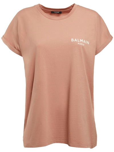 BALMAIN Flocked cotton-jersey T-shirt
