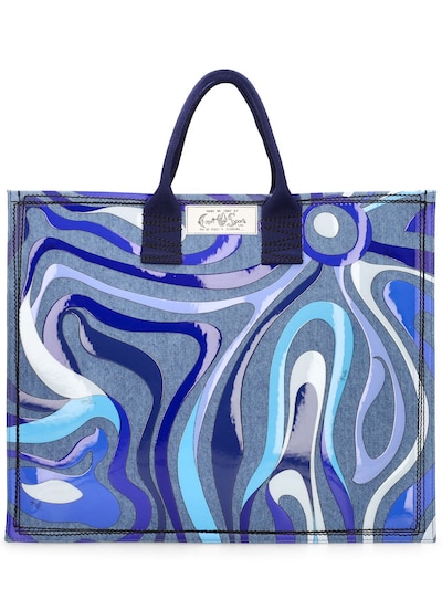 Pucci | Women Printed Denim Tote Bag Blue Unique