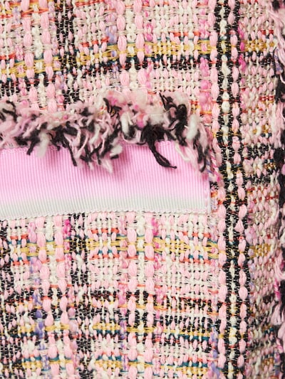 Msgm: Cotton blend tweed short jacket - Pink/Multi - women_4 | Luisa Via Roma