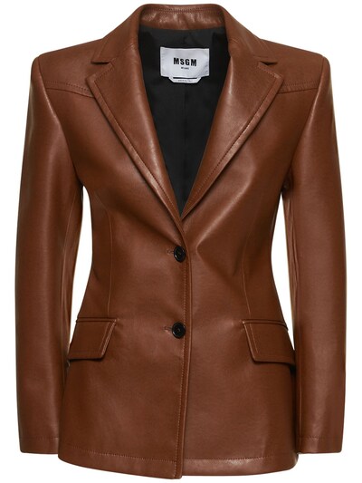 Msgm: Faux leather blazer - Brown - women_0 | Luisa Via Roma
