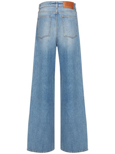 Msgm: Cotton denim wide leg jeans - Blue - women_4 | Luisa Via Roma