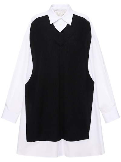Cotton poplin & knit mini shirt dress - Maison Margiela - Women |  Luisaviaroma