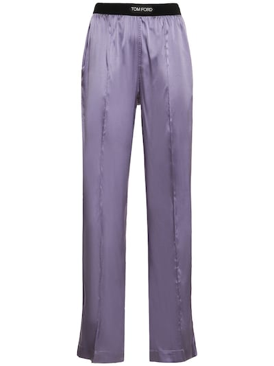 Tom Ford - Logo silk satin pajama pants - Lilac | Luisaviaroma