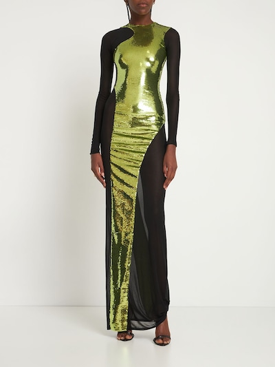 Robe Longue Avec Sequins Et Inserts Transparents Tom Ford Femme Luisaviaroma