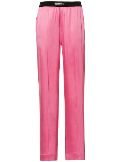 Tom Ford - Logo silk satin pajama pants - Pink | Luisaviaroma