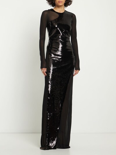 Sequins Sheer Inserts Long Dress Tom Ford Women Luisaviaroma