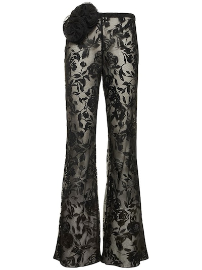 Sheer floral lace flared low rise pants - Magda Butrym - Women ...