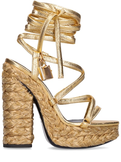 Tom Ford - 140mm laminated leather sandals - Gold | Luisaviaroma