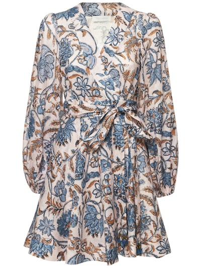 Vitali printed linen short wrap dress - Zimmermann - Women | Luisaviaroma