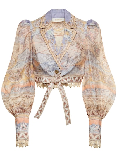 High Tide Cropped Linen And Silk Shirt Zimmermann Women Luisaviaroma 2826