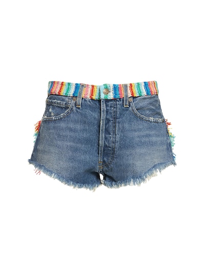 rainbow denim shorts