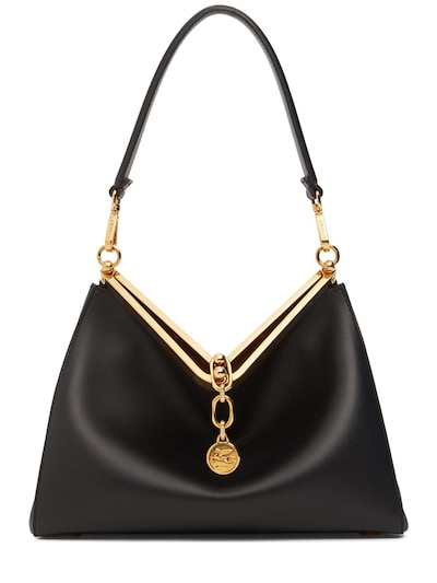 Etro - Large vela leather shoulder bag - Black | Luisaviaroma