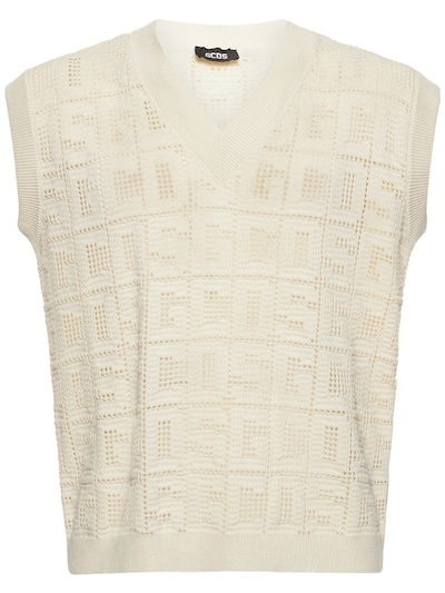 Monogram macramé knit vest - Gcds - Men