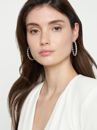 Apm Monaco Festival Crystal Hoop Earrings Silver Luisaviaroma