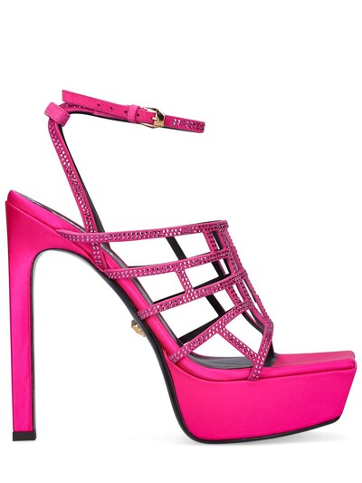 Versace - 140mm satin platform sandals - Glossy Pink | Luisaviaroma