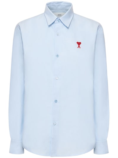 AMI Paris - Red ami de coeur cotton poplin shirt - Light Blue | Luisaviaroma