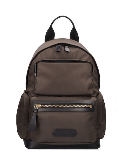 Tom Ford - Recycled nylon & leather backpack - Olive/Black | Luisaviaroma