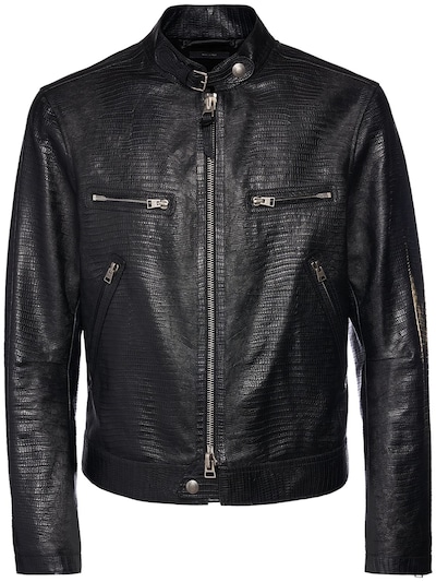 Lizard embossed leather biker jacket - Tom Ford - Men | Luisaviaroma