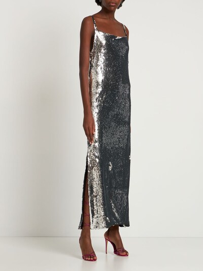 Marques'Almeida: Sequined midi dress - Silver - women_1 | Luisa Via Roma