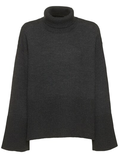 Toteme - Wool & cotton knit sweater - Grey | Luisaviaroma