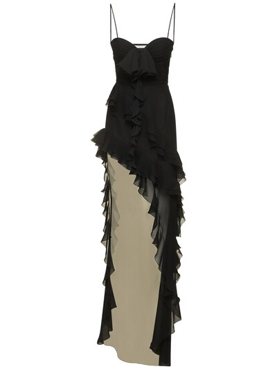 Asymmetrical ruffle silk georgette dress - Alessandra Rich - Women ...