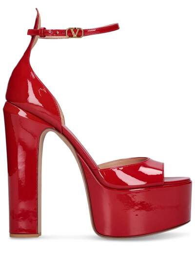 Tan Go Patent Leather Platform Pumps in Red - Valentino Garavani