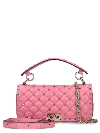 Rockstud Spike Leather Shoulder Bag in Pink - Valentino Garavani