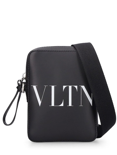 Black VLTN-print leather cross-body bag