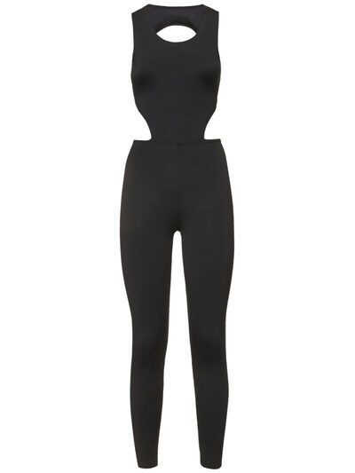 ELASTIC WAIST FULL LENGTH JUMPSUIT - Black