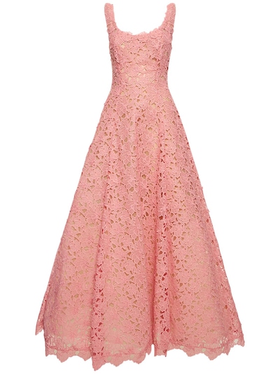 Oscar De La Renta: Lace guipure scoop neck gown - Pink - women_0 | Luisa Via Roma