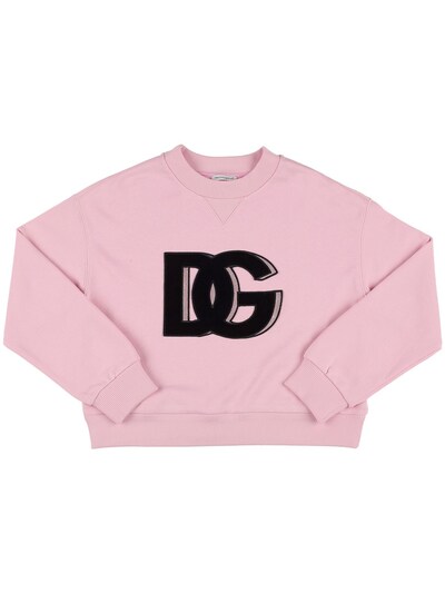 Logo patch cotton sweatshirt - Dolce & Gabbana - Girls