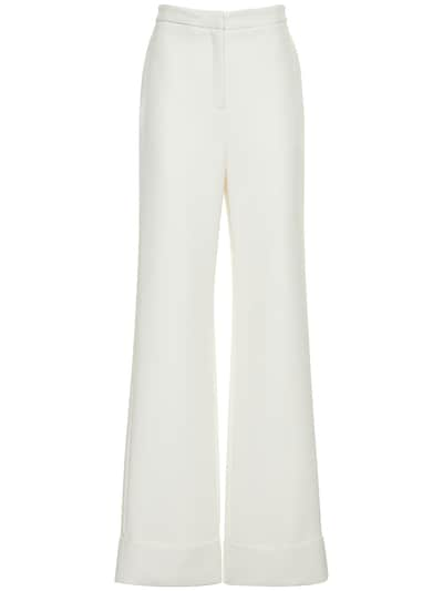 Cuffed crepe wide leg pants - Mônot - Women | Luisaviaroma