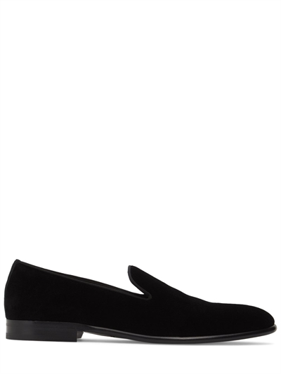 Dolce & Gabbana Blue Velvet Crystal Detailing Loafer Men Shoes