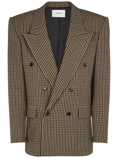 saint laurent wool blend double breasted jacket