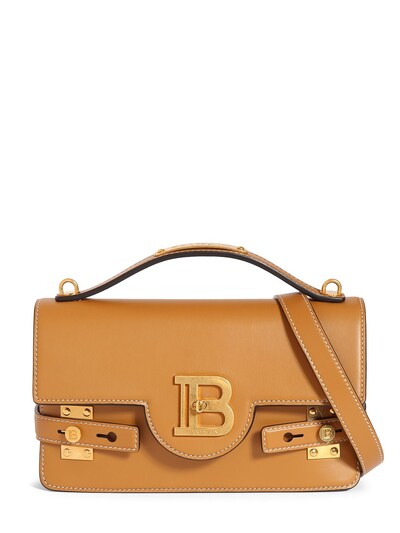 Balmain B-Buzz 24 Leather Shoulder Bag - Brown